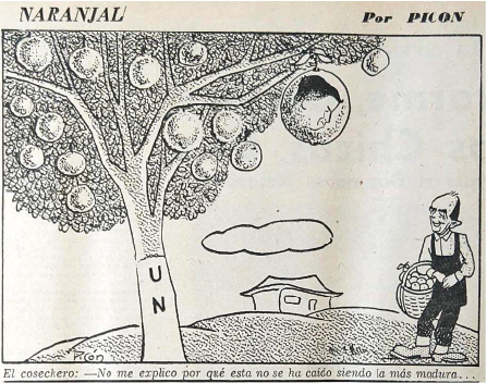 Naranjal, caricatura de Picón. El Siglo, Bogotá, 30 de abril de 1960